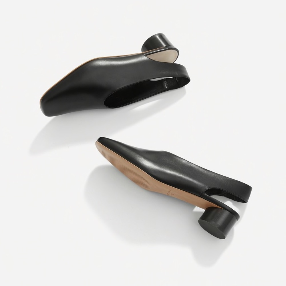 Everlane Black Square Toe Slingback